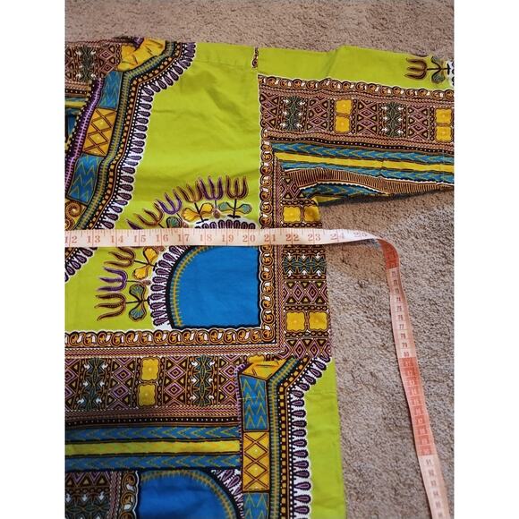 Green & Blue African Dashiki Tunic (Appears Handmade) 29" Long 46" Chest - Picture 9 of 9